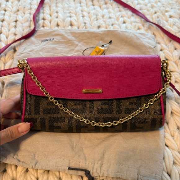 Authentic FENDI 2015 Zucca Pink cyclamin & Tobacco
Mini Pouch wt box and tags - Picture 16 of 16